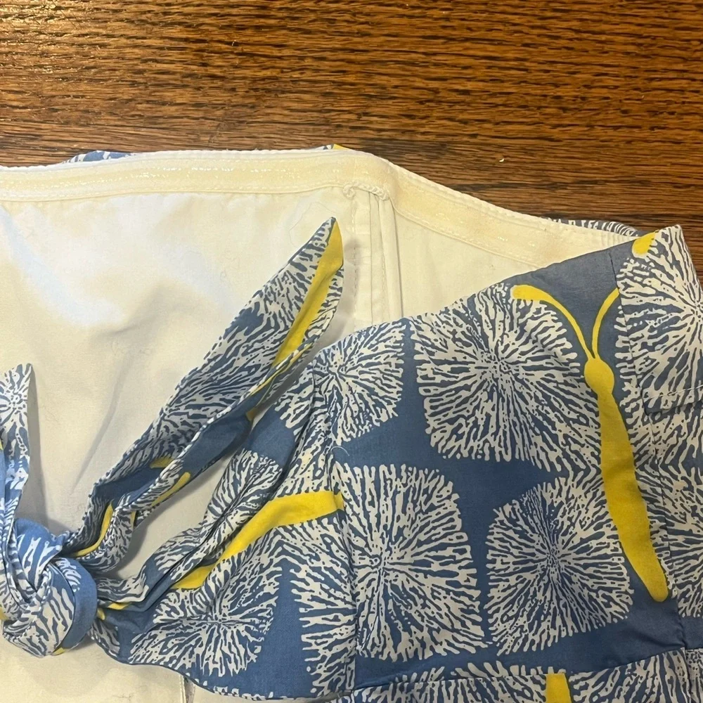 Lilly Pulitzer Blue and Yellow Butterfly Strapless Dress size 4 - Picture 5 of 14